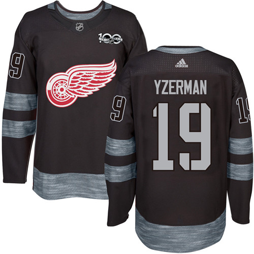 Adidas Red Wings #19 Steve Yzerman Black 1917-100th Anniversary Stitched NHL Jersey